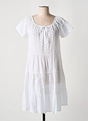 Robe mi-longue blanc COULEURS DU SUD pour femme