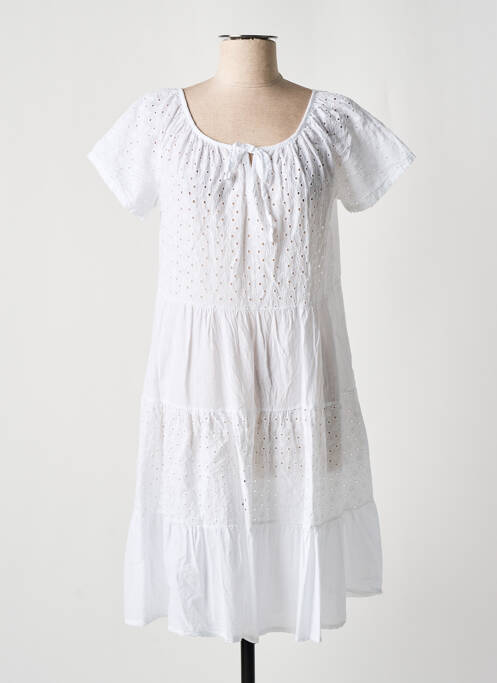 Robe mi-longue blanc COULEURS DU SUD pour femme