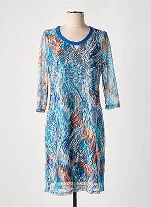 Robe mi-longue manches 3/4 manches 3/4 bleu GUY DUBOUIS femme