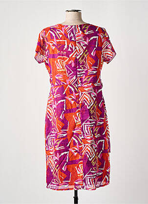 Robe mi-longue fermeture zippée au dos manches courtes violet CHRISTINE LAURE femme
