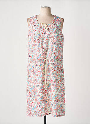 Robe mi-longue imprimé fleurs sans manche beige GUY DUBOUIS femme