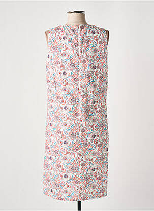 Robe mi-longue imprimé fleurs sans manche beige GUY DUBOUIS femme