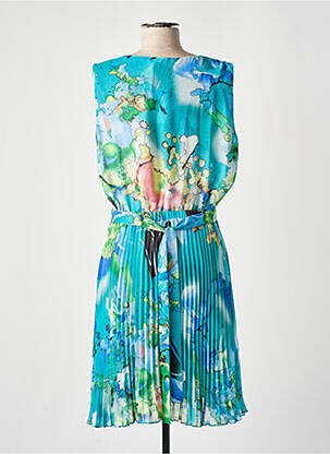 Robe mi-longue coupe fluide sans manche bleu CHRISTINE LAURE femme
