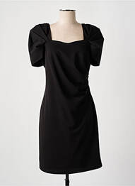 Robe mi-longue tissage crêpe manches courtes noir GREGORY PAT femme