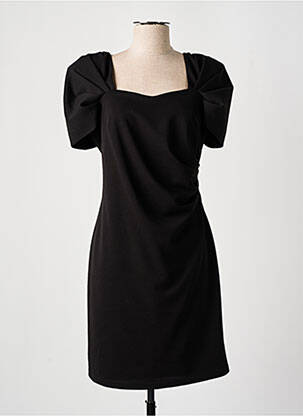 Robe mi-longue tissage crêpe manches courtes noir GREGORY PAT femme