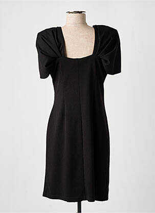 Robe mi-longue tissage crêpe manches courtes noir GREGORY PAT femme