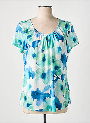 Top coupe fluide manches courtes bleu ESTEL COLLECTION femme