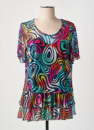 Top coupe fluide manches courtes bleu GUY DUBOUIS femme