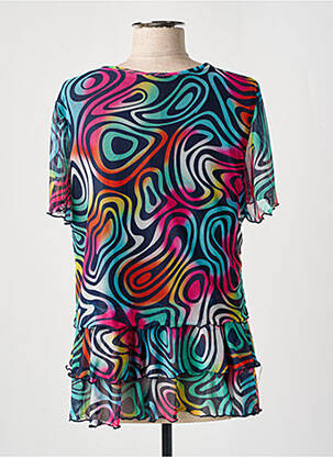 Top coupe fluide manches courtes bleu GUY DUBOUIS femme