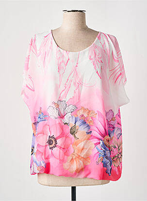 Blouse manches courtes manches courtes rose COULEURS DU TEMPS femme
