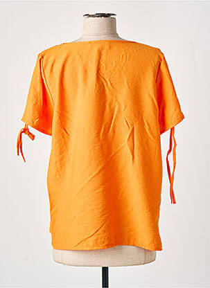 Blouse tissage crêpe manches courtes orange HALOGENE femme