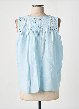 Top col v sans manche bleu COULEURS DU TEMPS femme