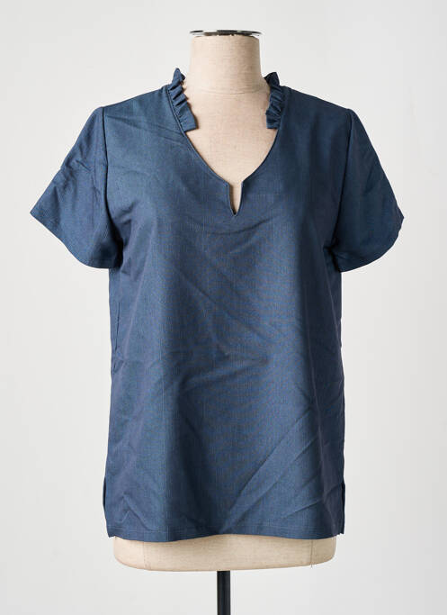 Blouse manches courtes manches courtes bleu UNICA PLUS femme