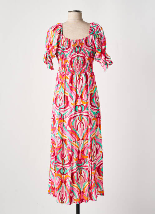 Robe longue rose COULEURS DU TEMPS pour femme