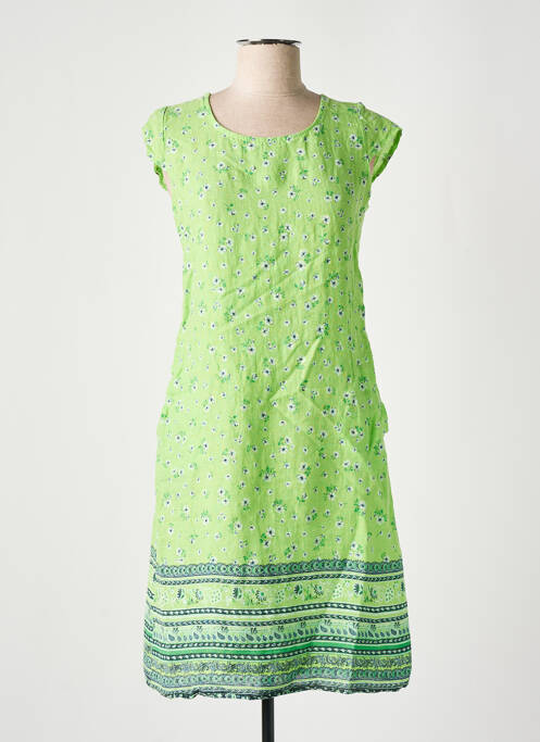 Robe mi-longue vert COULEURS DU TEMPS pour femme