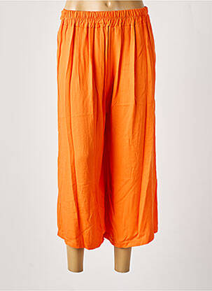 Pantacourt taille haute taille haute orange COULEURS DU TEMPS femme