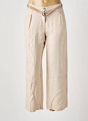 Pantalon large fermeture zippée sous rabat boutonné taille normale beige DIPLODOCUS femme