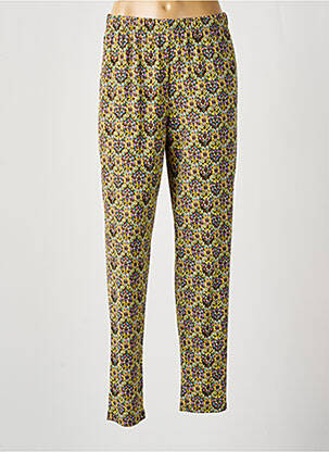 Pantalon droit tissage crêpe taille haute vert GEVANA femme
