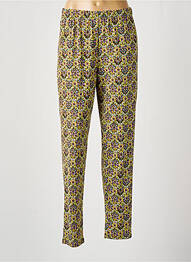 Pantalon droit tissage crêpe taille haute vert GEVANA femme