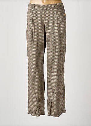 Pantalon large tissage popeline taille haute marron DIPLODOCUS femme