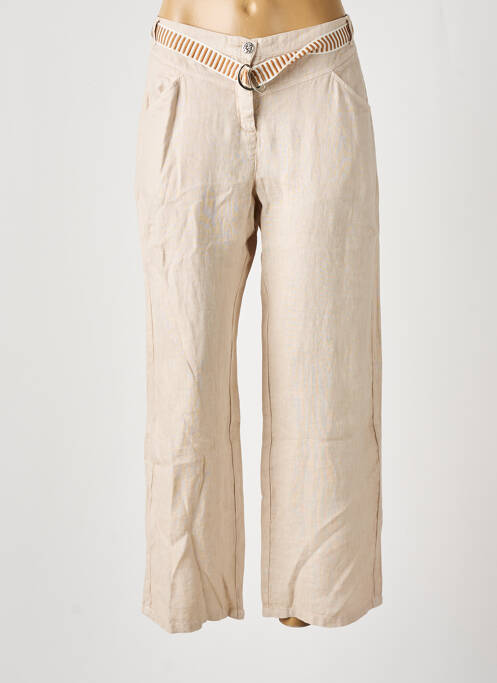Pantalon large fermeture zippée sous rabat boutonné taille normale beige DIPLODOCUS femme