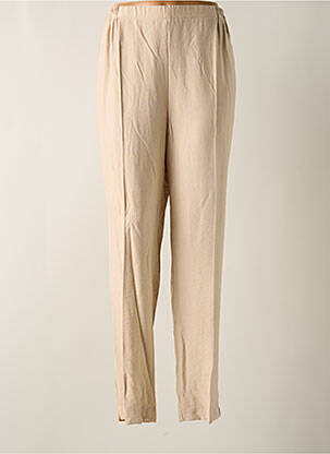 Pantalon slim taille élastique beige GEVANA femme