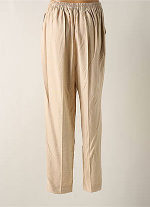 Pantalon slim taille élastique beige GEVANA femme