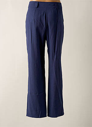 Pantalon droit fermeture zippée sous rabat boutonné bleu HALOGENE femme