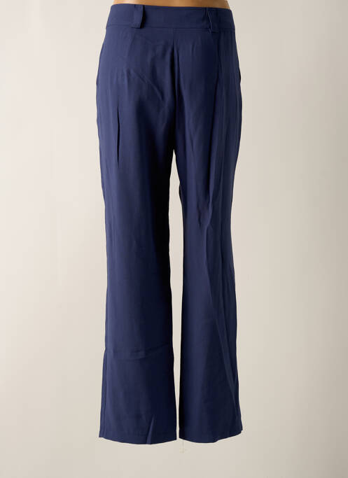 Pantalon droit fermeture zippée sous rabat boutonné bleu HALOGENE femme