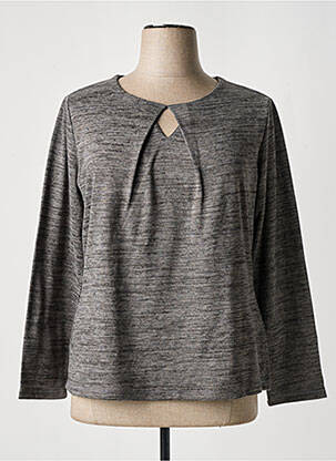 Pull tissage chiné manches longues gris DIVAS femme