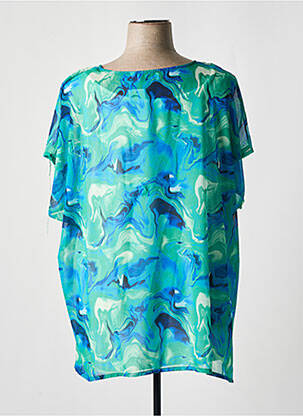 Tunique manches courtes tissage crêpe vert LEAH CURVE femme