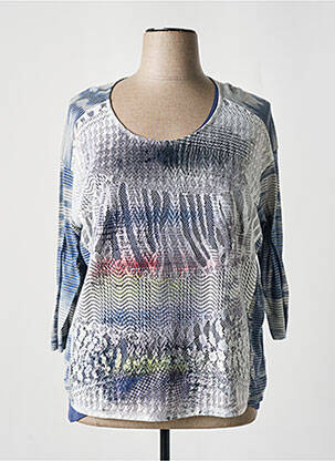 Top tissage jersey manches 3/4 bleu KAKIE femme