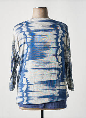 Top tissage jersey manches 3/4 bleu KAKIE femme