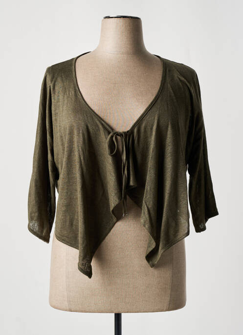 Gilet manches longues vert MALOKA pour femme