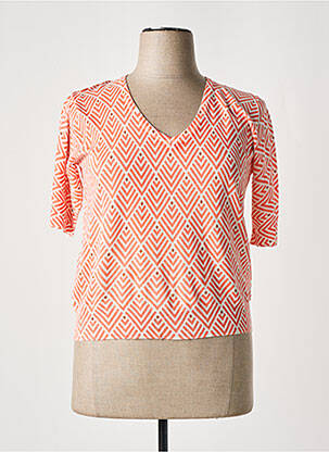Pull col v manches courtes orange PAZ TORRAS femme
