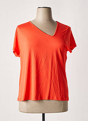T-shirt sérigraphie avec strass manches courtes orange PAUL BRIAL femme
