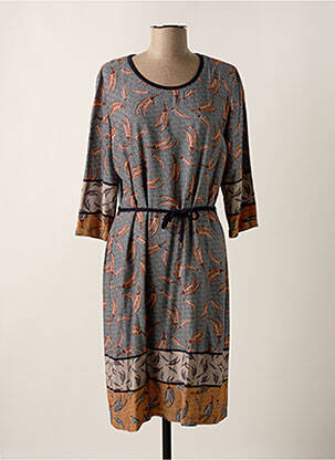 Robe mi-longue manches 3/4 manches 3/4 bleu GRIFFON femme