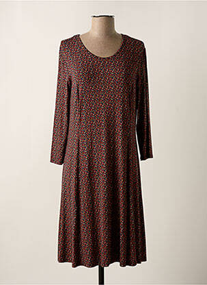 Robe mi-longue coupe évasée manches longues rouge GEVANA femme