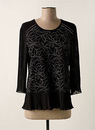 Top coupe cintrée manches 3/4 noir GRIFFON femme