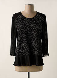 Top coupe cintrée manches 3/4 noir GRIFFON femme