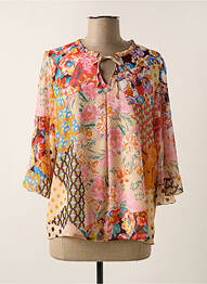 Blouse légère et transparente manches 3/4 rose GRIFFON femme