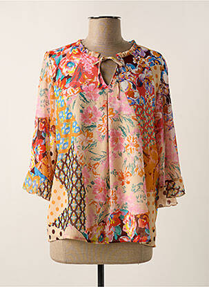Blouse imprimé fleurs manches 3/4 rose GRIFFON femme