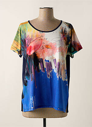 Top tissage jersey manches courtes bleu GUY DUBOUIS femme