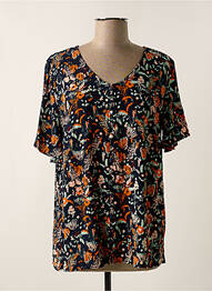 Blouse imprimé fleurs manches courtes bleu GUY DUBOUIS femme