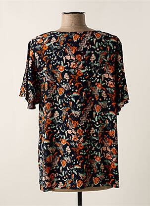 Blouse imprimé fleurs manches courtes bleu GUY DUBOUIS femme