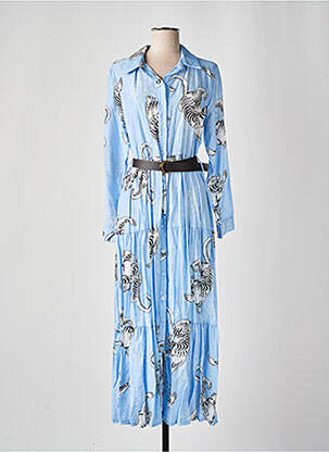 Robe longue manches longues manches longues bleu ALTAMIRA femme