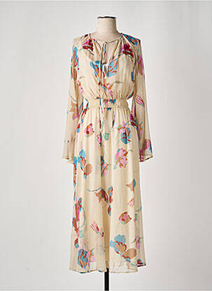 Robe longue manches longues manches longues beige ANGELA DAVIS femme