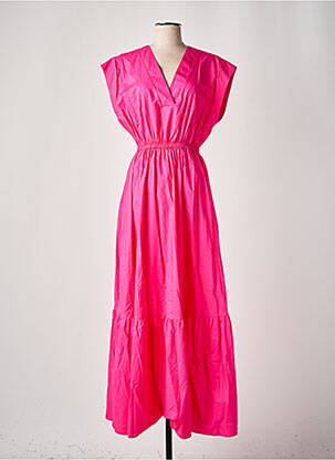 Robe longue manches courtes manches courtes rose ANGELA DAVIS femme