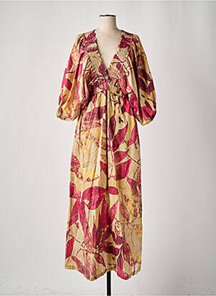 Robe longue manches longues manches longues beige ANGELA DAVIS femme