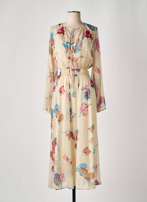 Robe longue manches longues manches longues beige ANGELA DAVIS femme